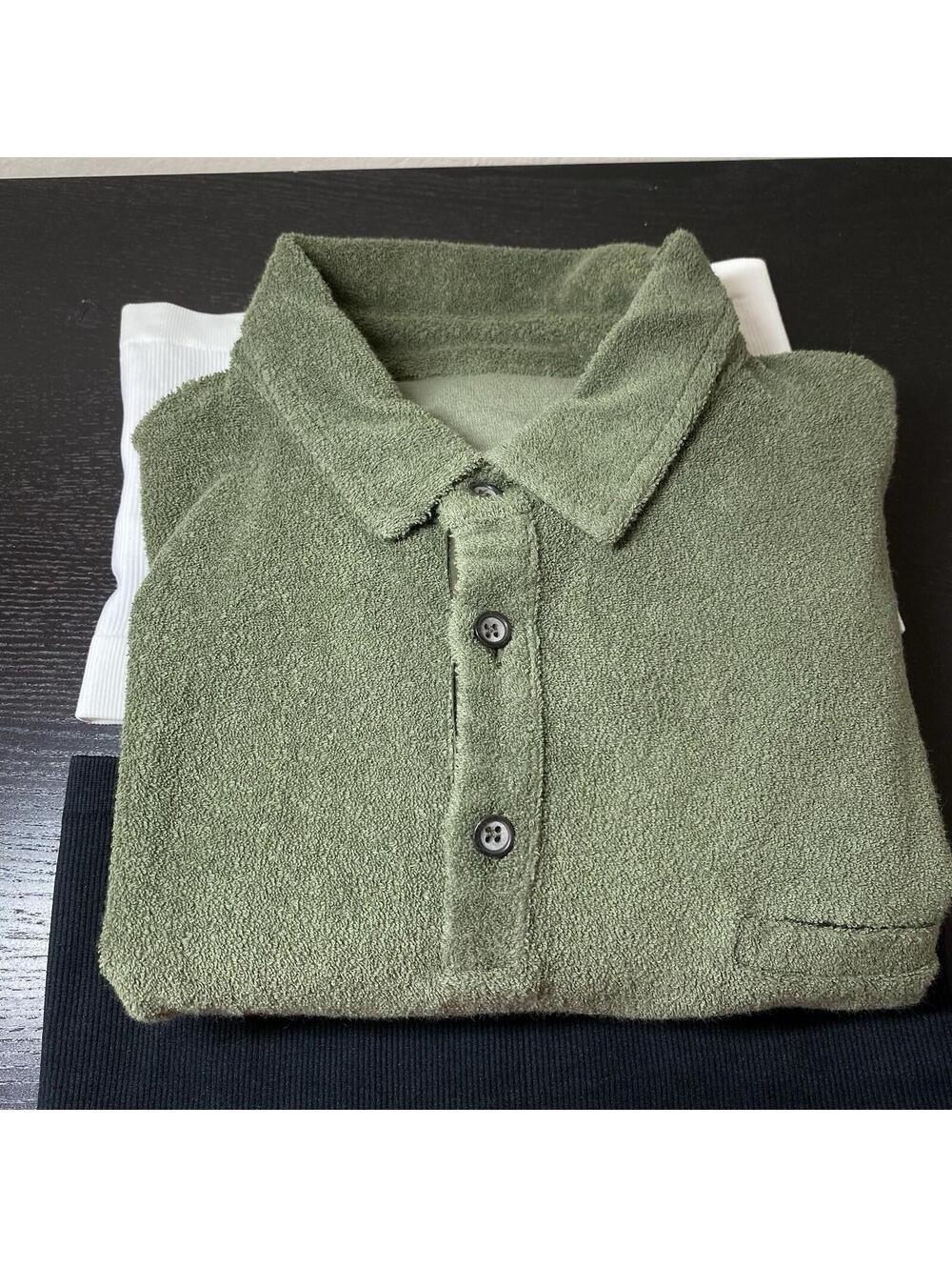 Giorgio Inserti Polo Shirt Mens L Green Terry Cloth Beach